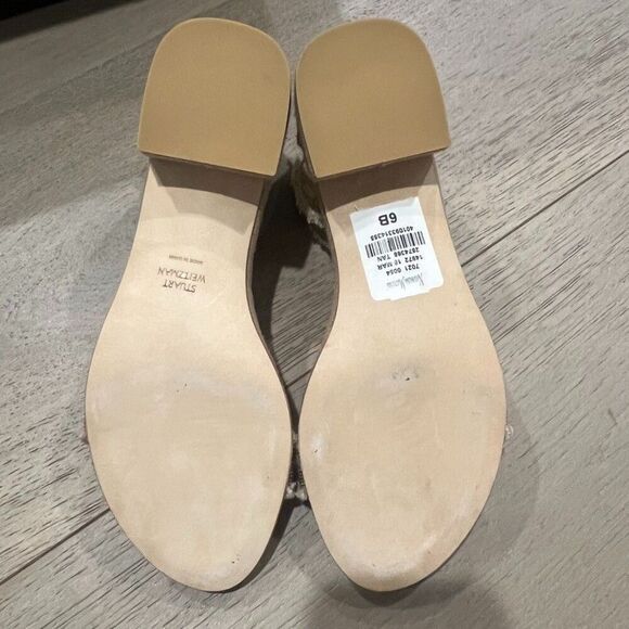 Stuart Weitzman Nudistchains Canvas Gold Sandals Tweed  Block US 6 - Picture 3 of 15